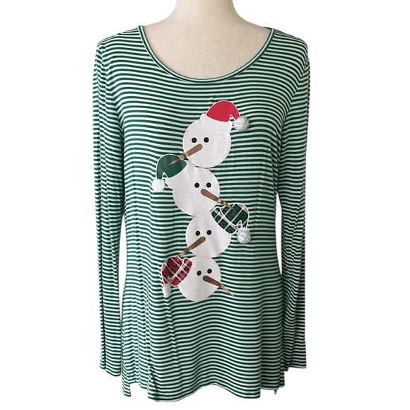 Vintage Rebecca Malone Women’s Snowman Christmas Long Sleeve Top - Picture 9 of 9